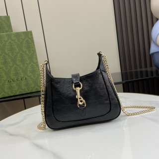 Gucci Jackie Notte Mini Shoulder Bag 782889 Black Crinkle Lacquer