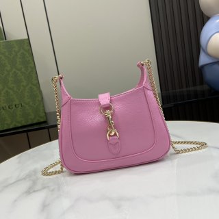 Gucci Jackie Notte Mini Shoulder Bag 782889 Pink Crinkle Lacquer