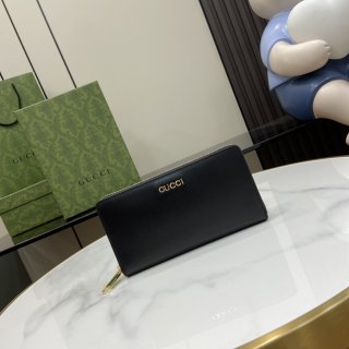 Long Clip Wallet with Handwritten Gucci Logo 772642 Black