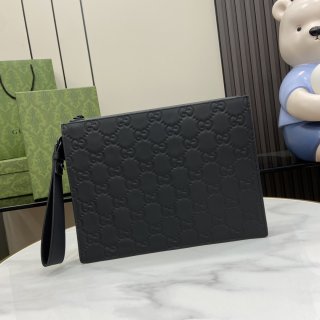 GG Rubber Effect Clutch Bag 771319 Black/Embossed G