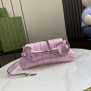 Gucci Horsebit Chain Collection Small Shoulder Bag 764339 Illusion Pink