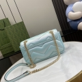 GG Marmont Collection Medium Shoulder Bag 443497 Illusion Light Blue