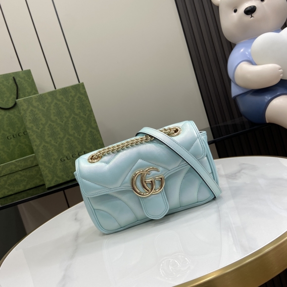 GG Marmont Collection Small Shoulder Bag 446744 Illusion Light Blue