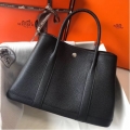 Hermes Black Clemence Garden Party 30cm Handmade Bag