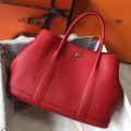 Hermes Red Clemence Garden Party 30cm Handmade Bag