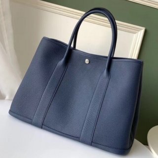 Hermes Navy Fjord Garden Party 30cm With Printed Lining