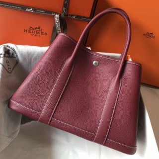 Hermes Ruby Clemence Garden Party 30cm Handmade Bag