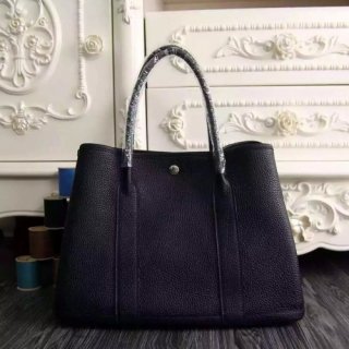 Hermes Medium Garden Party 36cm Tote In Black Leather