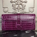 Hermes Jige Elan 29 Clutch In Fuchsia Crocodile Leather