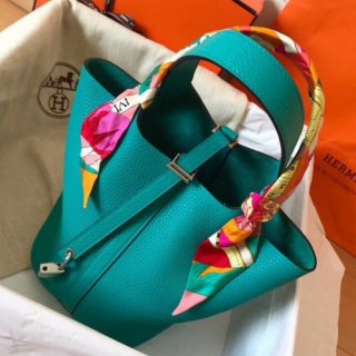 Hermes Blue Paon Picotin Lock PM 18cm Handmade Bag