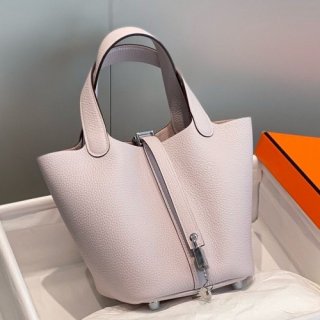 Hermes Picotin Lock 18 Bag In Mauve Pale Clemence Leather