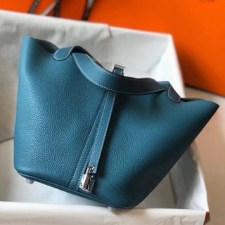 Hermes Blue Jean Picotin Lock MM 22cm Bag