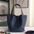 Hermes Navy Picotin Lock 22cm Braided Handles Bag