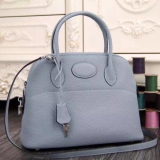 Hermes Bolide Tote Bag In Lake Blue Leather