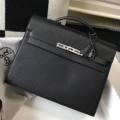 Hermes Kelly Depeche 34 Briefcase In Black Calfskin