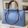 Hermes Cabag Elan Bag In Celeste Canvas