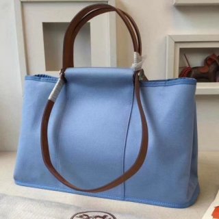 Hermes Cabag Elan Bag In Celeste Canvas