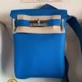 Hermes Hac a Dos PM Backpack in Blue Hydra Togo Leather