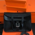 Hermes Halzan Bag In Black Clemence Leather