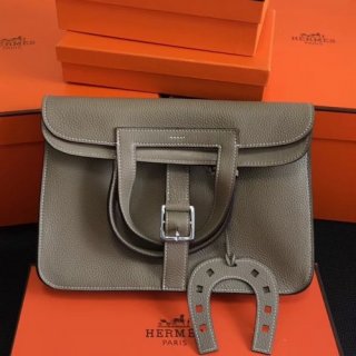 Hermes Halzan Bag In Grey Togo Leather