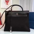 Hermes Herbag Zip PM 31cm Bag In Black Canvas