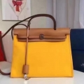 Hermes Herbag Zip PM 31cm Bag In Yellow Canvas