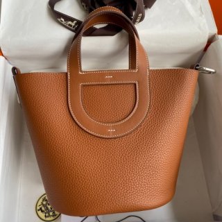 Hermes In The Loop 18 Handmade Bag in Gold Clemence Leather