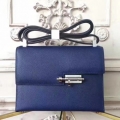 Hermes Sapphire Epsom Verrou Shoulder Handmade Bag