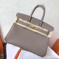 Hermes Tourterelle Clemence Birkin 25cm Handmade Bag