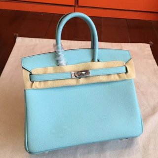 Hermes Blue Atoll Epsom Birkin 25cm Handmade Bag