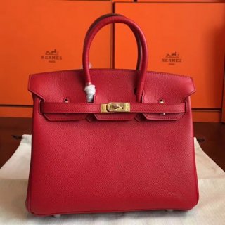 Hermes Red Epsom Birkin 25cm Handmade Bag