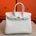 Hermes White Epsom Birkin 25cm Handmade Bag