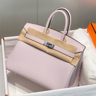 Hermes Birkin 25cm Bag In Mauve Pale Clemence Leather