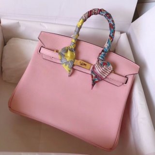 Hermes Birkin 25 Handmade Bag In Pink Swift Leather