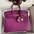 Hermes Birkin 25 Retourne Handmade Bag In Anemone Swift Calfskin