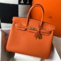 Hermes Birkin 30cm 35cm Bag In Orange Clemence Leather