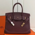 Hermes Birkin Ghillies 30cm In Burgundy Swift Leather