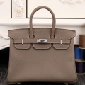 Hermes Birkin 30cm 35cm Bag In Etoupe Clemence Leather