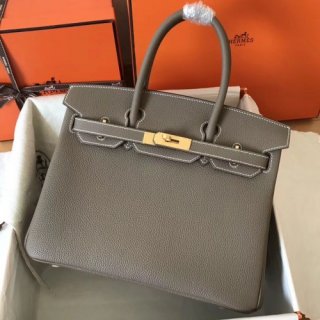 Hermes Birkin 30cm 35cm Handmade Bag In Etain Clemence Leather