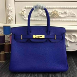 Hermes Birkin 30cm 35cm Bag In Electric Blue Clemence Leather