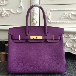 Hermes Birkin 30cm 35cm Bag In Purple Clemence Leather