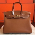 Hermes Gold Swift Birkin 35cm Handmade Bag