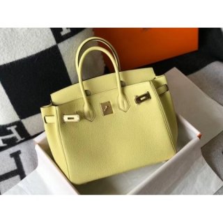 Hermes Birkin 30cm 35cm Bag In Jaune Poussin Clemence Leather