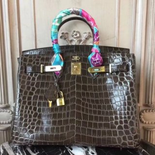 Hermes Birkin 30cm 35cm Bag In Cafe Crocodile Leather