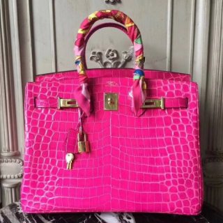 Hermes Birkin 30cm 35cm Bag In Rose Red Crocodile Leather