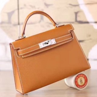 Hermes Brown Epsom Kelly Mini II 20cm Handmade Bag