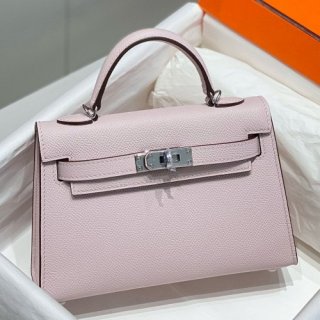 Hermes Kelly Mini II Bag In Mauve Pale Epsom Leather PHW