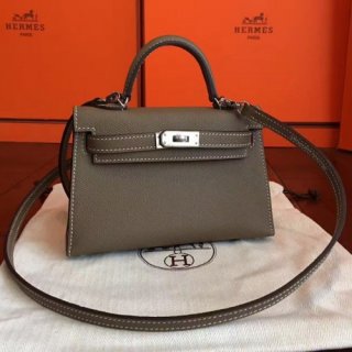 Hermes Kelly Mini II Handmade Bag In Taupe Epsom Leather