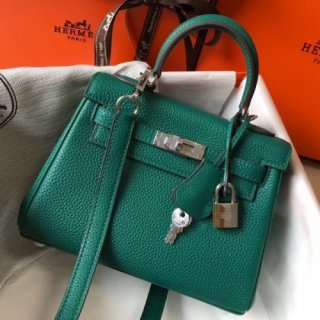 Hermes Malachite Clemence Kelly 20cm PHW Bag