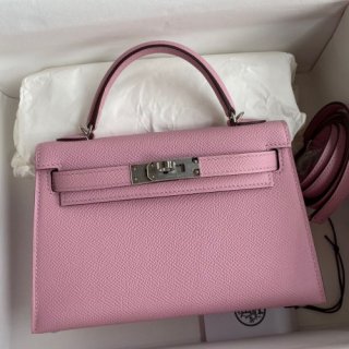 Hermes Kelly Mini II Sellier Handmade Bag In Mauve Sylvestre Epsom Calfskin